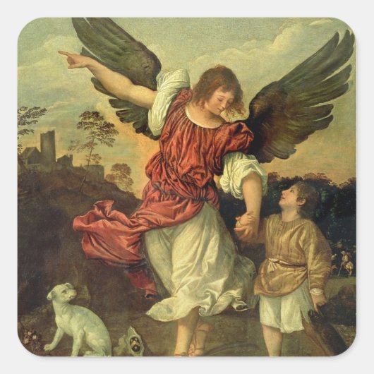 Raphael en Tobias, 1507-8 (olie op het paneel) Vierkante Sticker (Voorkant)
