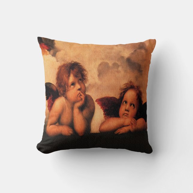 Raphael Engelachtige Cherub Kunst Kussen (Voorkant)