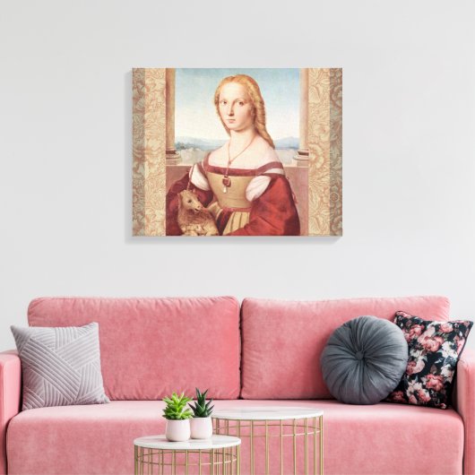 Raphael Lady en Unicorn Classic Canvas Afdruk (Insitu (Woonkamer))