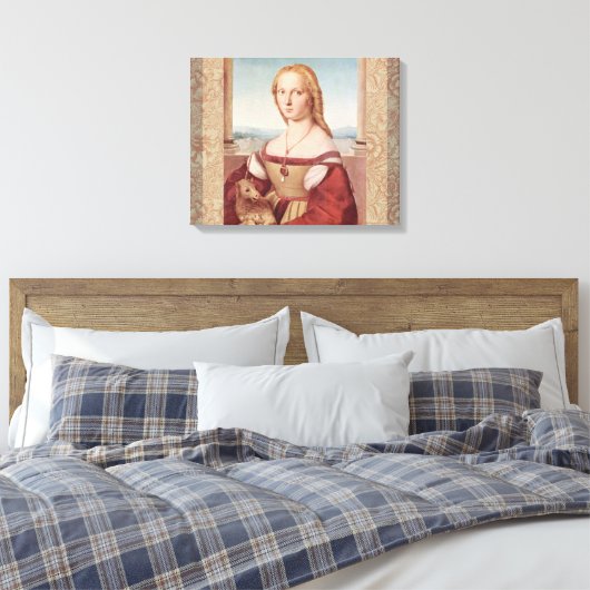Raphael Lady en Unicorn Classic Canvas Afdruk (Insitu (Slaapkamer))