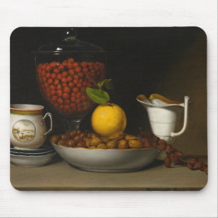 Raphaelle Peale - Stilleven - aardbeien, noten, Muismat