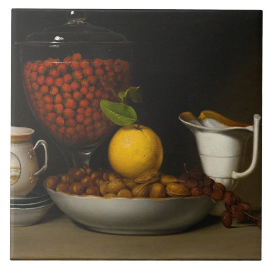 Raphaelle Peale - Stilleven - aardbeien, noten, Tegeltje (Voorkant)