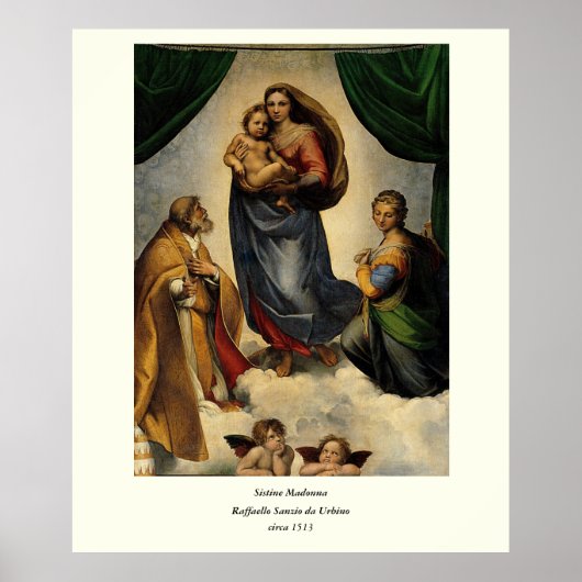 Raphaëls klassieke "Sistine Madonna" (circa 1513) Poster (Voorkant)