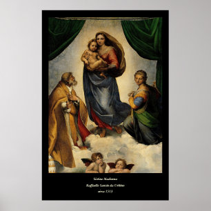 Raphaëls klassieke "Sistine Madonna" (circa 1513) Poster