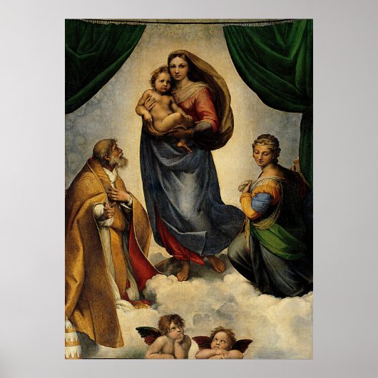 Raphaëls klassieke "Sistine Madonna" (circa 1513) Poster (Voorkant)