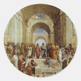 Raphaëls "School of Athens" (circa 1511) Ronde Sticker