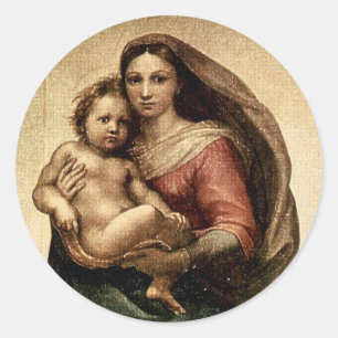 Raphaëls "Sistine Madonna" Detail (circa 1513) Ronde Sticker