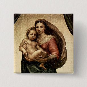 Raphaëls "Sistine Madonna" Detail (circa 1513) Vierkante Button 5,1 Cm