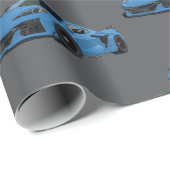 Rapid Blue C8 Corvette Sportwagen Hand getrokken Cadeaupapier (Rol Hoek)