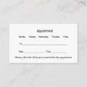 Rappel De Nomination Du Podiatre Et Carte de visit (Dos)