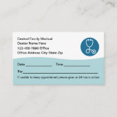 Rappel de nomination Médicale Cartes de visite mod (Devant)