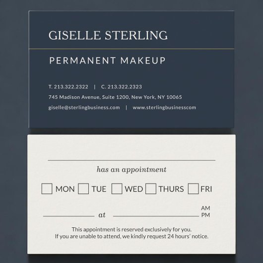 Rappel de rendez-vous au cabinet de maquillage per
