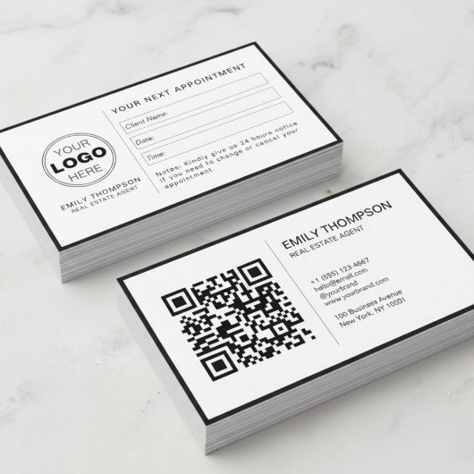 Rappel de rendez-vous avec code QR noir et blanc m
