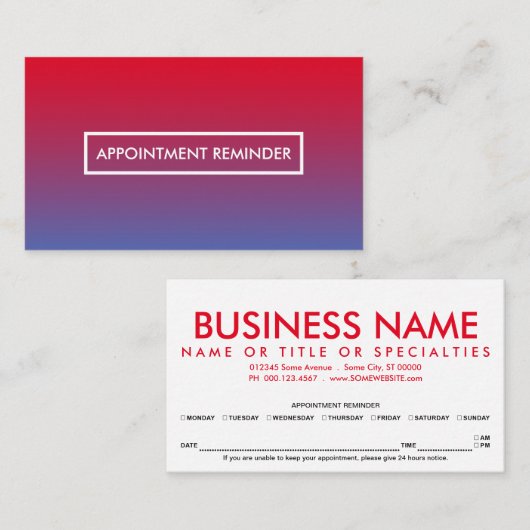 rappel de rendez-vous de perte de temps (Devant / Derrière)