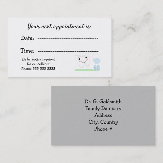 Rappel de rendez-vous dentaire (Devant / Derrière)