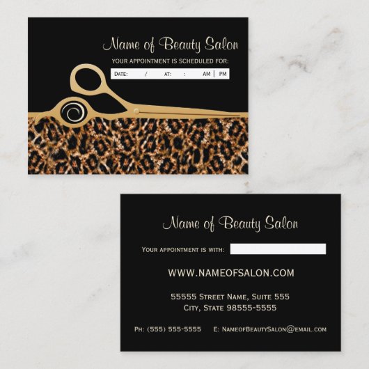 Rappel de rendez-vous du salon Léopard d'or noir (Devant / Derrière)