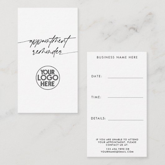 Rappel de rendez-vous minimal Script Logo d'entrep (Devant / Derrière)