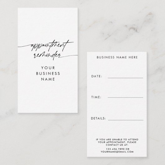 Rappel de rendez-vous minimal Script Nom commercia (Devant / Derrière)