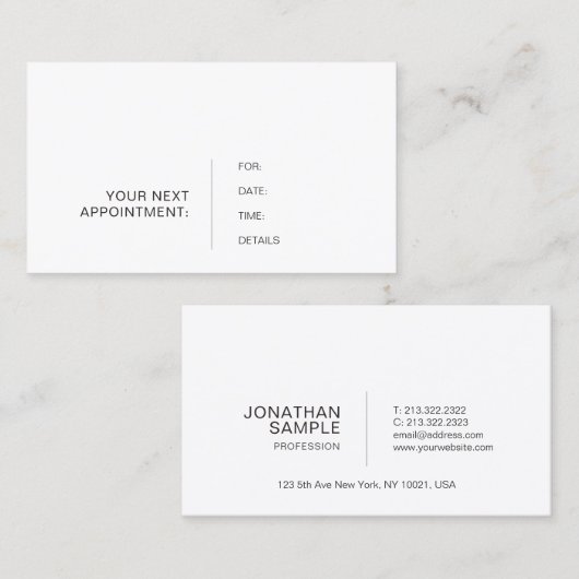 Rappel de rendez-vous Moderne Style Propre (Devant / Derrière)