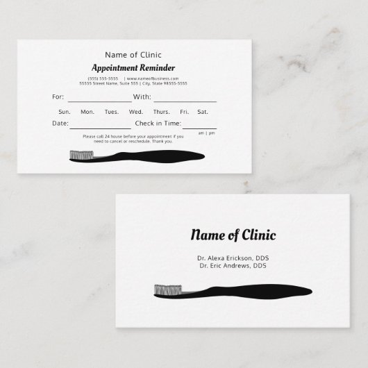 Rappel de rendez-vous simple pour brosse à dents d (Devant / Derrière)