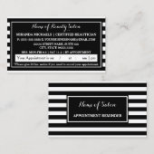 Rappel de rendez-vous tendance Black White Stripes (Devant / Derrière)