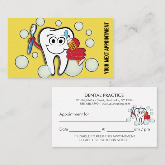 Rappel dentaire de rendez-vous de bureau (Devant / Derrière)
