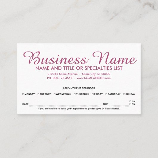 rappel rose de rendez-vous de parchemin (Dos)