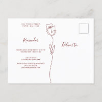 Rappel Rose ligne RSVP Carte postale Invitation