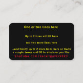 Rappeler le Carte de visite Gavin 2020 (Dos)