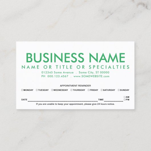 rappelherinnering voor limoen-voordracht afsprakenkaartje (Achterkant)