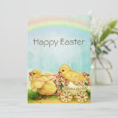 rappelkippen met retro feestdagenkaart (Staand voorkant)