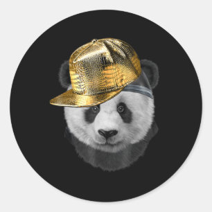 Rapper Giant Panda in Hip Hop Pet Ronde Sticker