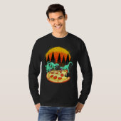 Raptor Dinosaur Eating Pizza T-shirt (Voorkant volledig)