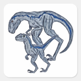 Raptor dinosaur infant newborn boy girl vierkante sticker