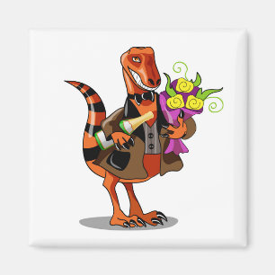 Raptor Holding Fles Mousserende Wijn & Bloemen Magneet