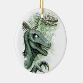 Raptor in het groen keramisch ornament (Rechts)