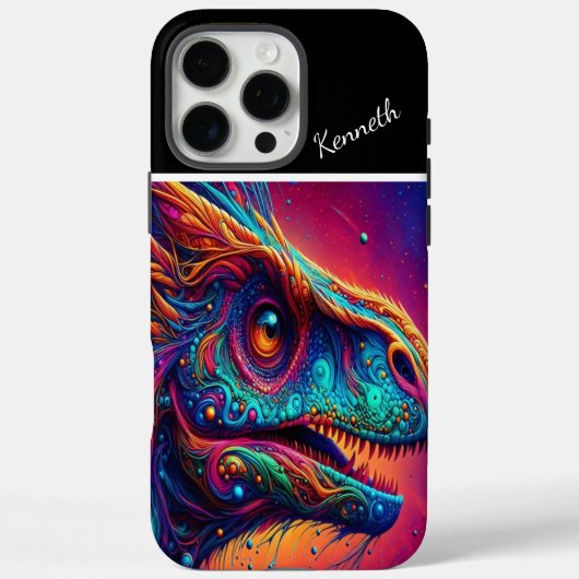 Raptor Kosmisch Dinosaurus Portret Case-Mate iPhone Case (Achterkant)