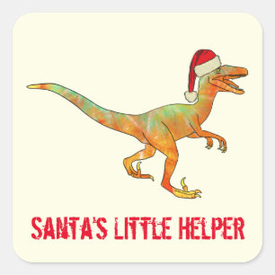 Raptor Scary Dinosaur Funny Festive Irony Slogan Vierkante Sticker