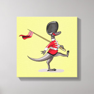 Raptor verkleedde zich als een Britse garde. Canvas Afdruk