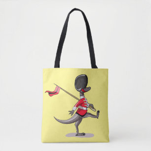 Raptor verkleedde zich als een Britse garde. Draagtas