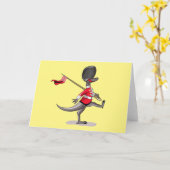 Raptor verkleedde zich als een Britse garde. Kaart (Gele Bloem)