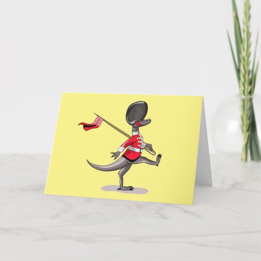 Raptor verkleedde zich als een Britse garde. Kaart (Voorkant)