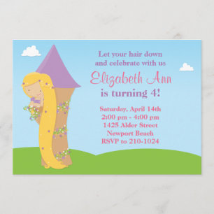 Rapunzel Birthday Party Invitation Kaart