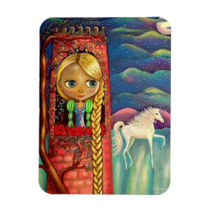 Rapunzel Doll in roze tower Unicorn Cute Magneet