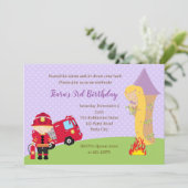 Rapunzel & Firefighter Invitation d'anniversaire (Debout devant)