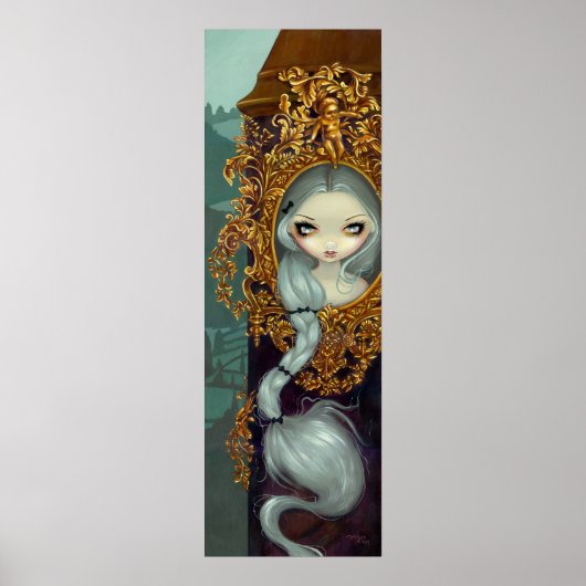 Rapunzel in Rococo-sprookje Kunst afdrukken Poster (Voorkant)
