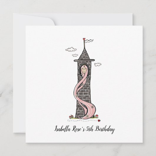 Rapunzel Princess Light Skin Tone Party Invitation (Devant)