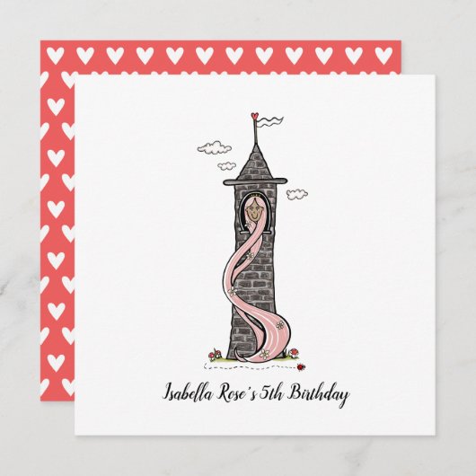 Rapunzel Princesse Moyenne Peau Tone Invitation (Devant / Derrière)