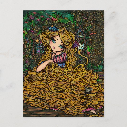 Rapunzel Storybook Princess Carte postale d'art or (Devant)
