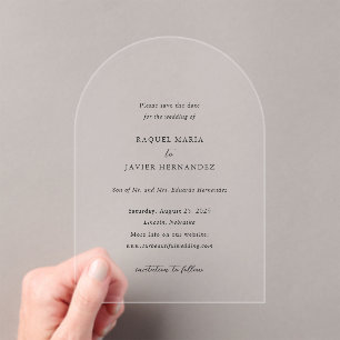 Raquel Classic Elegant Wedding Save the Date Acryl Uitnodigingen